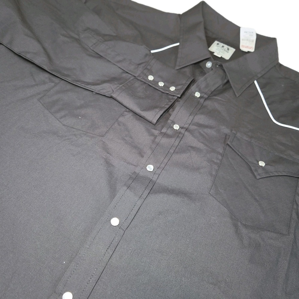 ELY CATTLEMAN Pearl Snap Western Shirt Mens Big 4X Black Long Sleeve Rodeo NEW